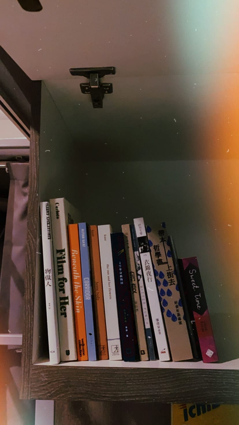 A shelf of books.